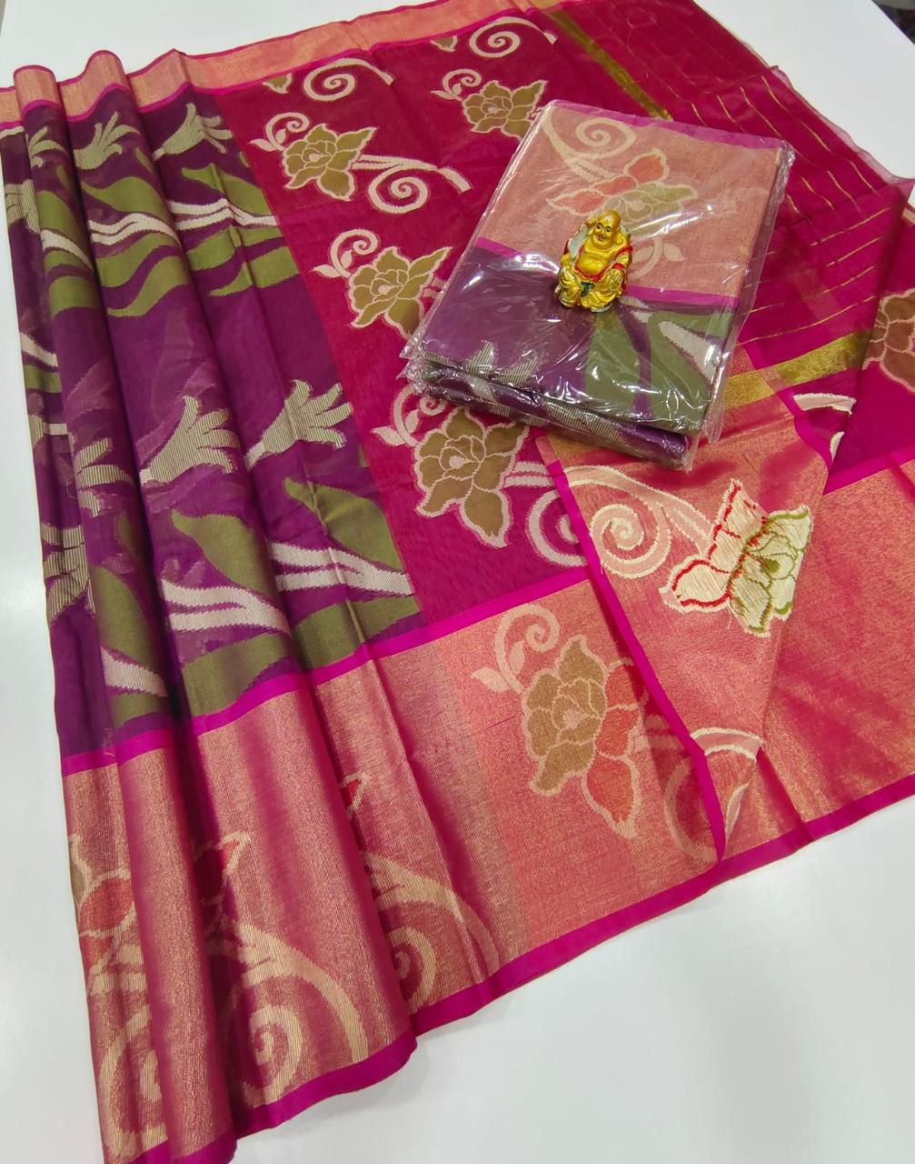 Banarasi Kochampalli Saree with Tilfi Eskart, Tissue Fabric, Fancy Body & Contrast Pallu