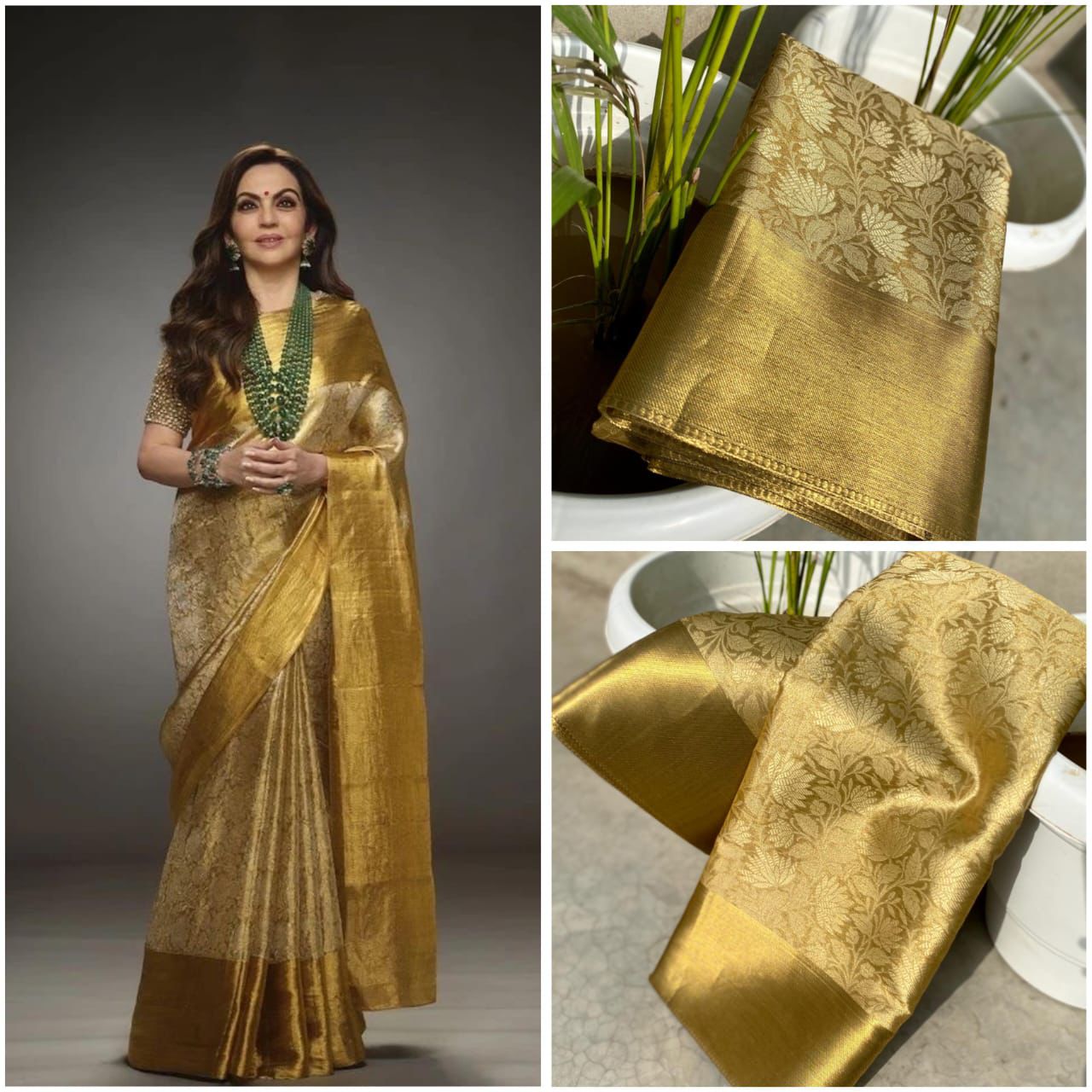 New Banarasi neeta Ambaani tissue   Brocade border   And fancy pallu and blouse